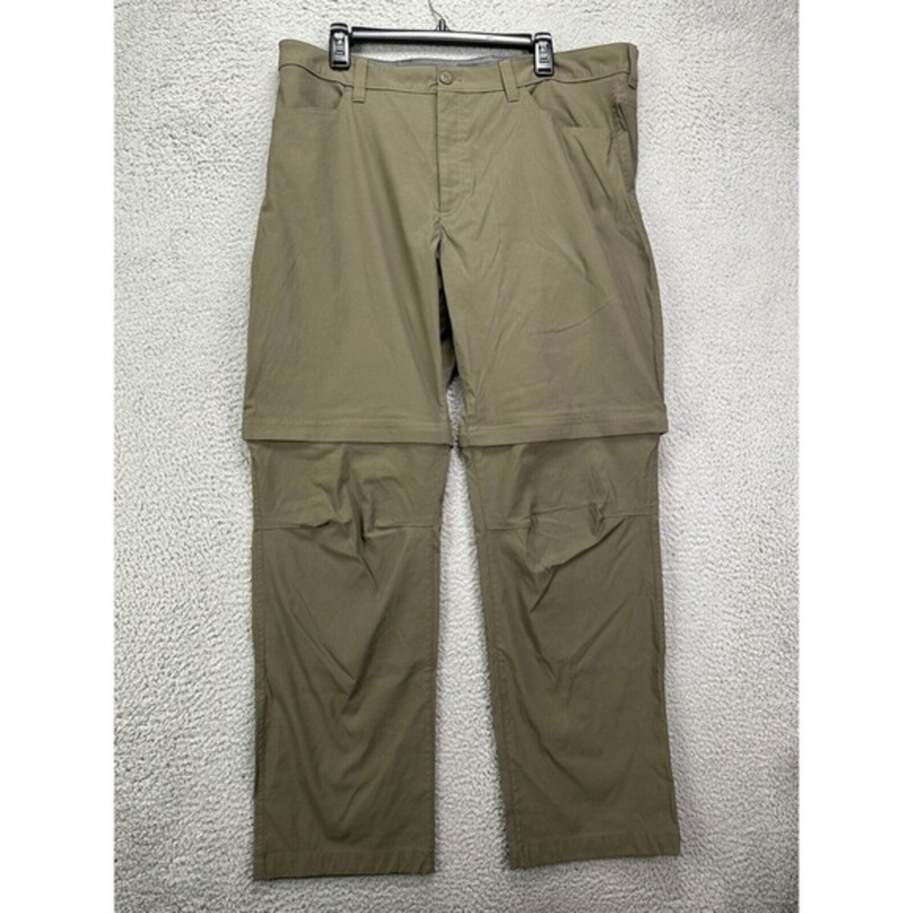 Eddie Bauer Convertible Tech Pants Mens 40X32 Olive Nylon Blend Hiking Outdoor